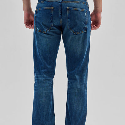 Denim Blue Distressed Bootcut Jeans