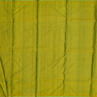 Bottle Green Handloom Kanchipuram Silk Saree With Blue Border