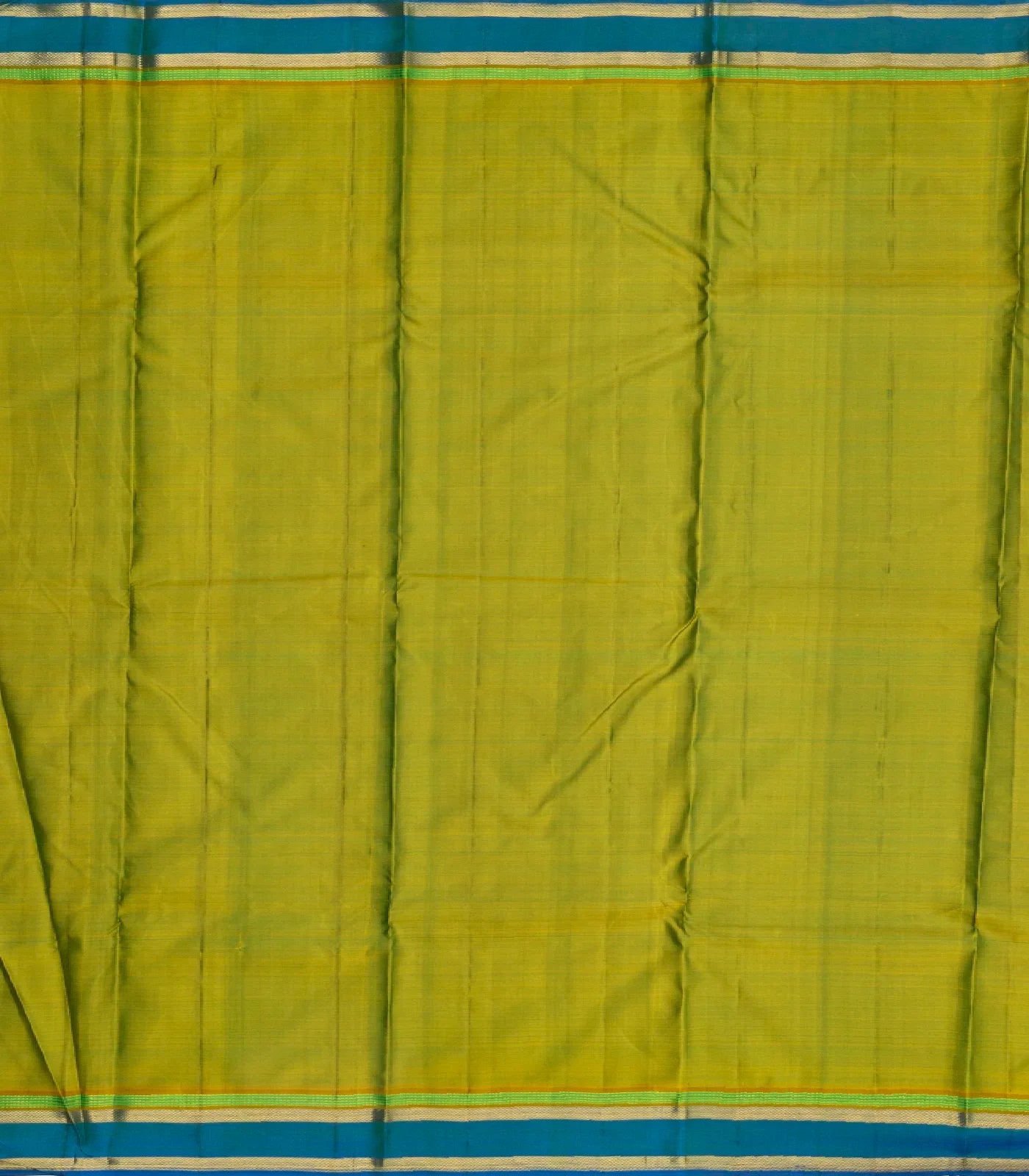 Bottle Green Handloom Kanchipuram Silk Saree With Blue Border