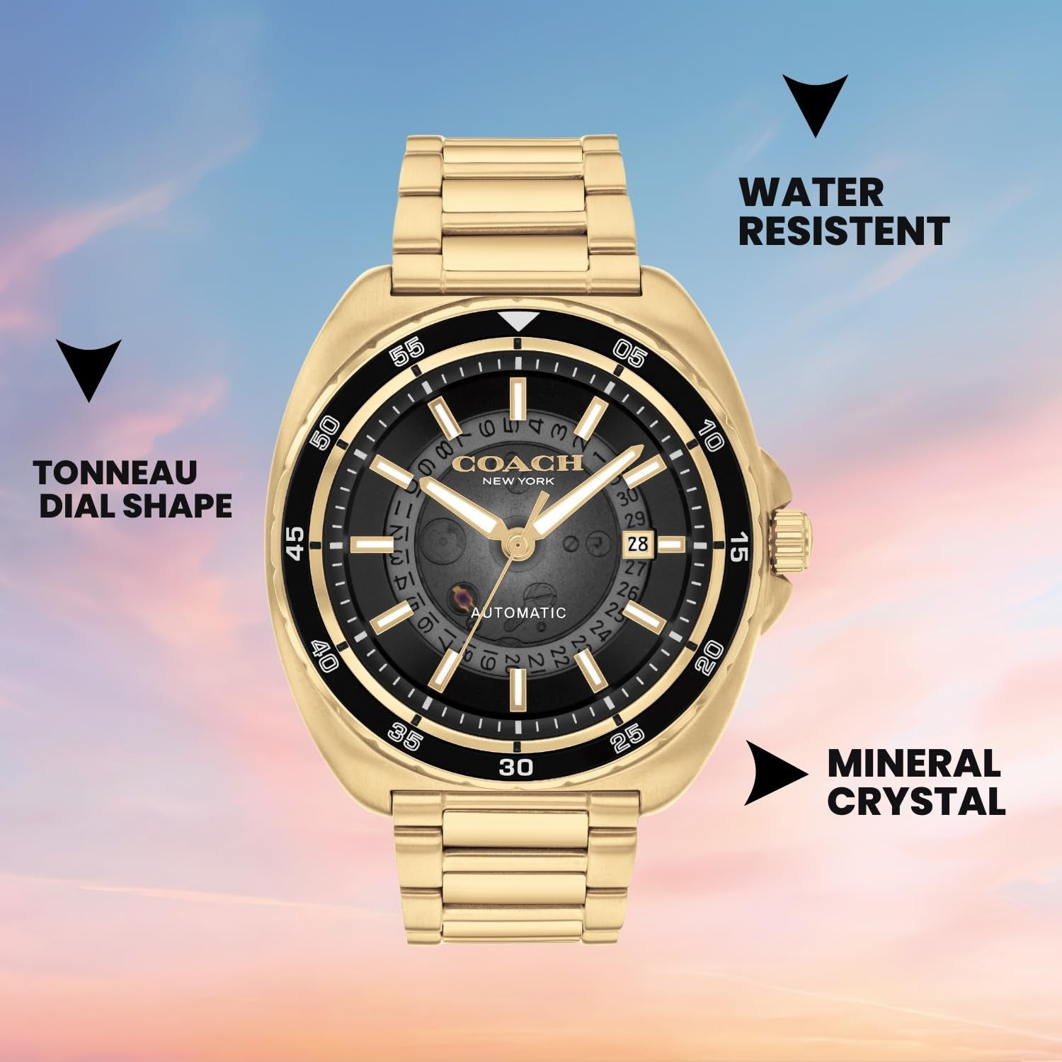 Charter Men Automatic Black Dial Analog Stainless Steel Watch 14602712