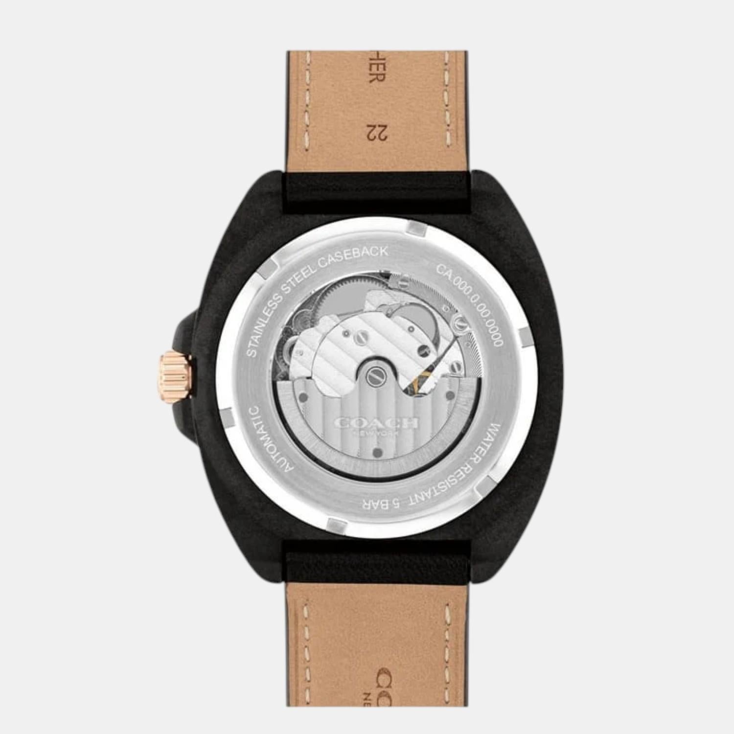Charter Men Automatic Black Dial Analog Leather Watch 14602734