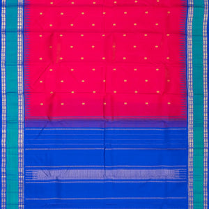 Hot Pink Handloom Korvai Kanchipuram Silk Saree With Kamalam Buttas