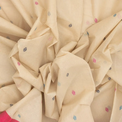 Taupe Bengal Cotton Saree With Diamond Motifs