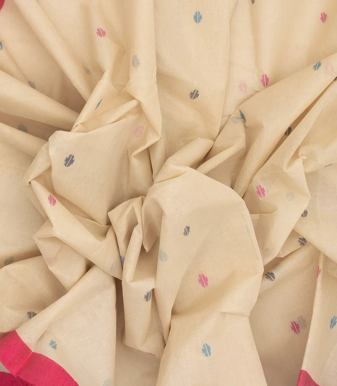 Taupe Bengal Cotton Saree With Diamond Motifs