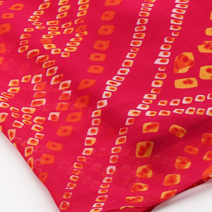 Zari Embroidered & Bandhani Printed Kurta with Sharara & Dupatta - Hot Pink