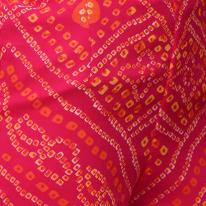 Zari Embroidered & Bandhani Printed Kurta with Sharara & Dupatta - Hot Pink