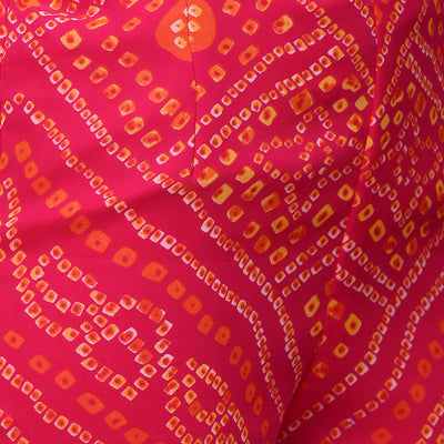 Zari Embroidered & Bandhani Printed Kurta with Sharara & Dupatta - Hot Pink