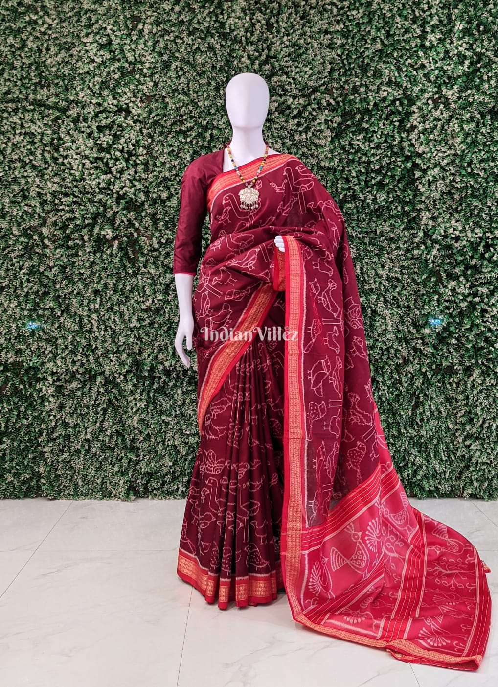 Maroon Red Designer Contemporary Silk Saree