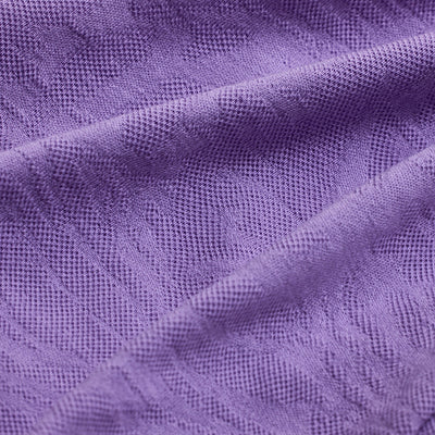 Lavender Self-Design Zipper Polo T-Shirt