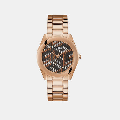 Cubed Women Quartz Brown Dial Analog Stainless Steel Watch GW0607L3