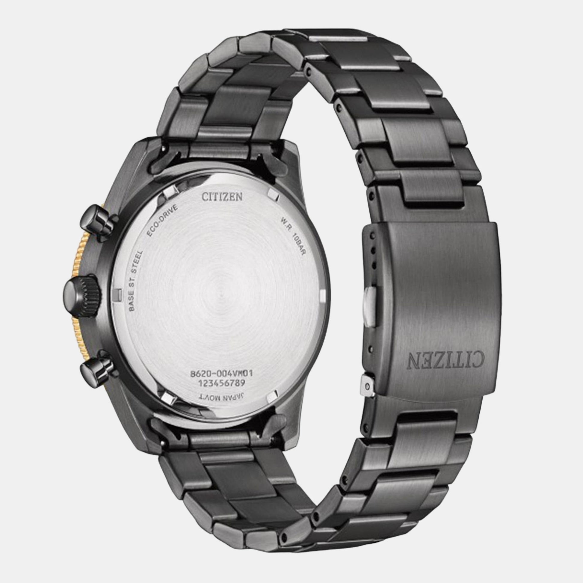 Eco-Drive Men Eco-Drive Black Dial Chronograph Stainless Steel Watch CA4556-89E