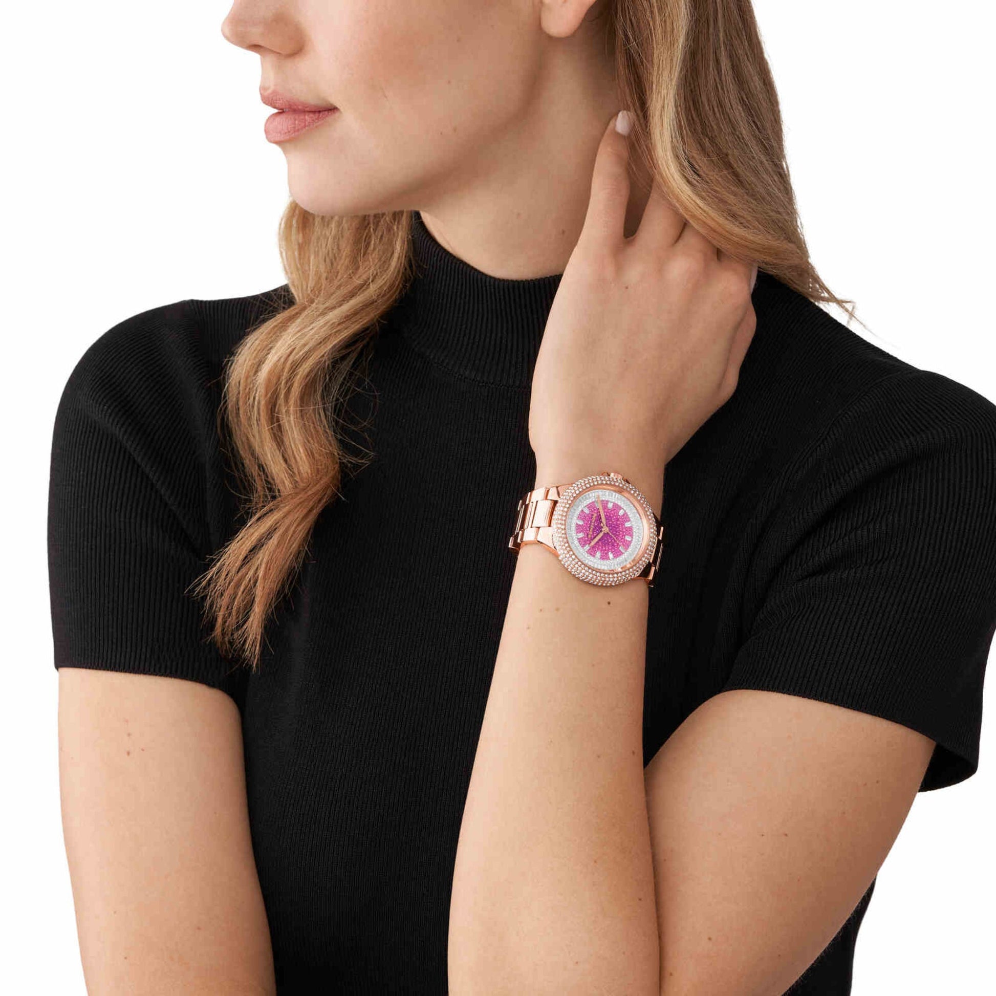 Camille Women Quartz Pink Dial Analog Stainless Steel Watch MK7340