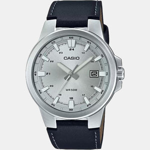 Enticer Men Quartz Silver Dial Analog Leather Watch A1825