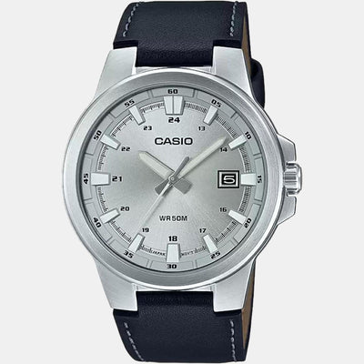 Enticer Men Quartz Silver Dial Analog Leather Watch A1825