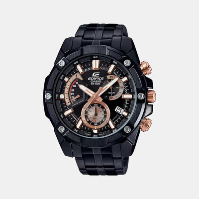 Edifice Men Quartz Black Dial Chronograph Stainless Steel Watch EX428