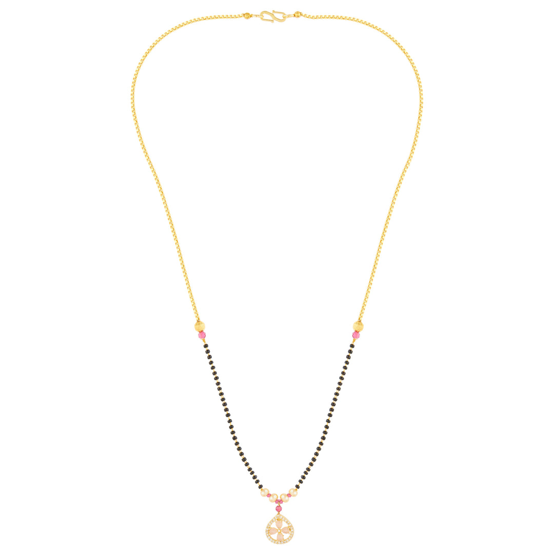 Pink Diamond Flower Mangalsutra For Women