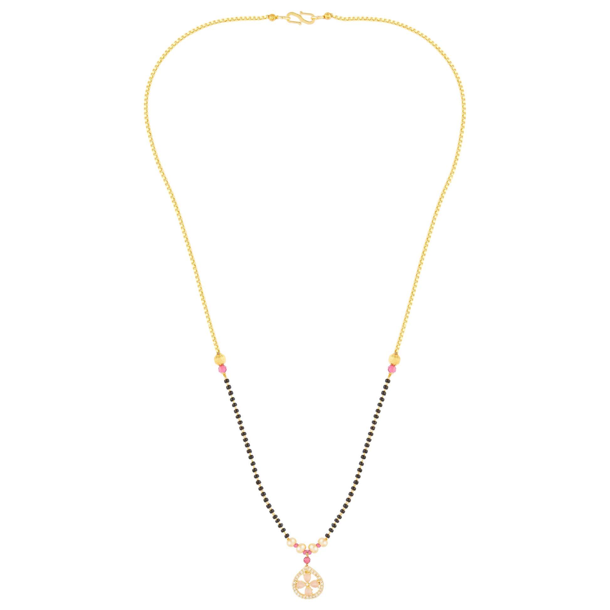 Pink Diamond Flower Mangalsutra For Women