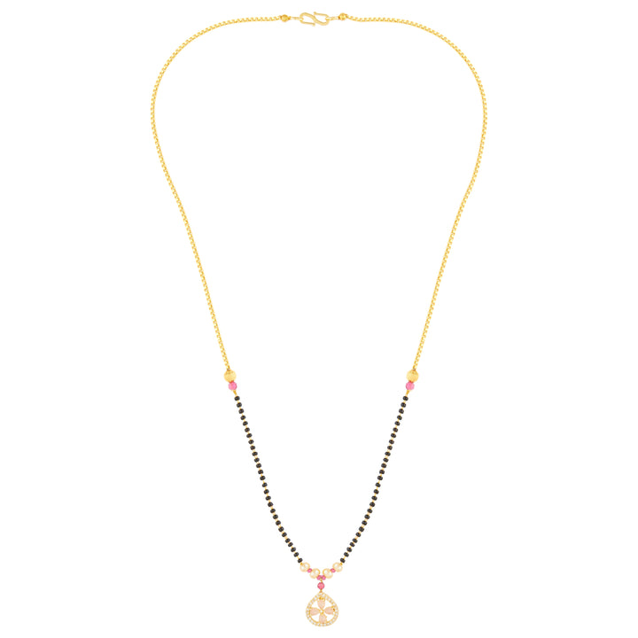 Pink Diamond Flower Mangalsutra For Women