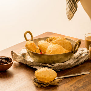 Ayurveda Starter Kit (1 Brass Kadhai, 1 Copper Tumbler, 1 Kansa (Bronze) Thaali - 10.5