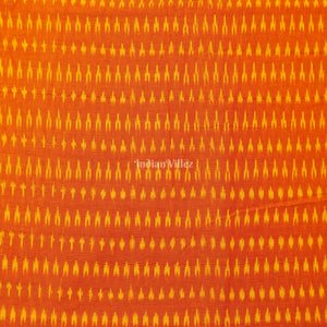 Orange Handwoven Pochampally Ikat Cotton Fabric