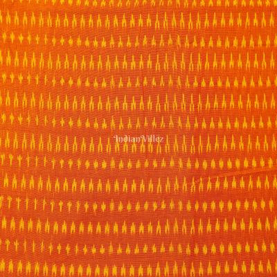 Orange Handwoven Pochampally Ikat Cotton Fabric