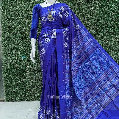 Blue Contemporary Pasapali Sambalpuri Silk Saree