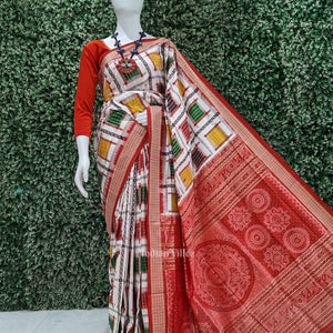 White with Multicolor Ashwin Theme Sambalpuri Silk saree