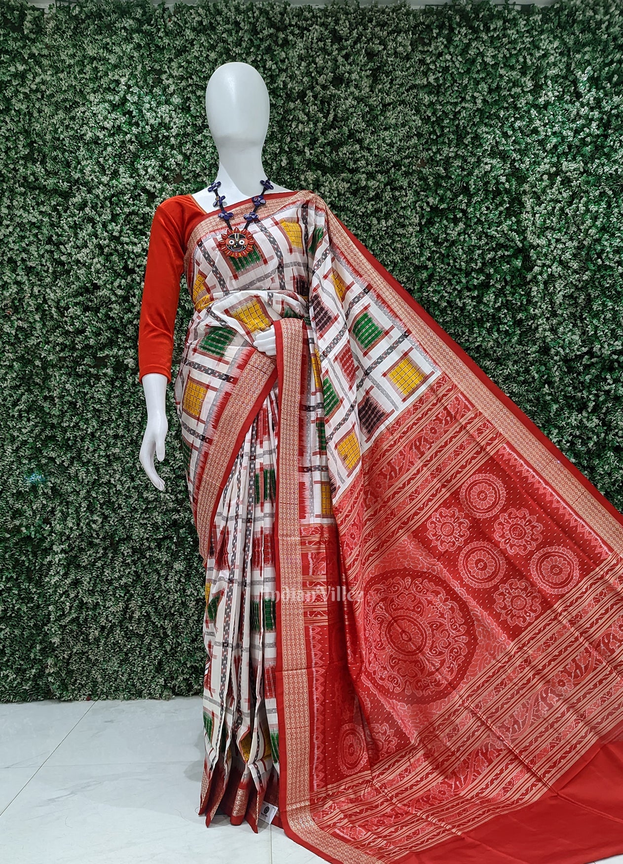 White with Multicolor Ashwin Theme Sambalpuri Silk saree