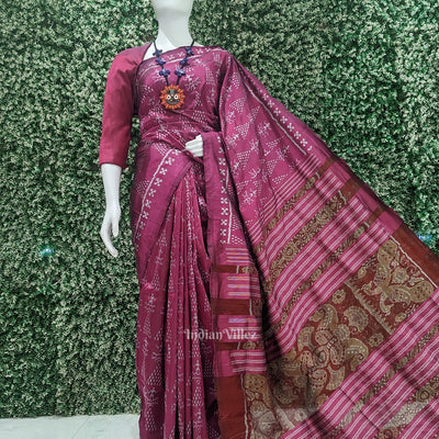 Mulberry Purple Tribal Jhoti Contemporary Odisha Handloom Silk Saree