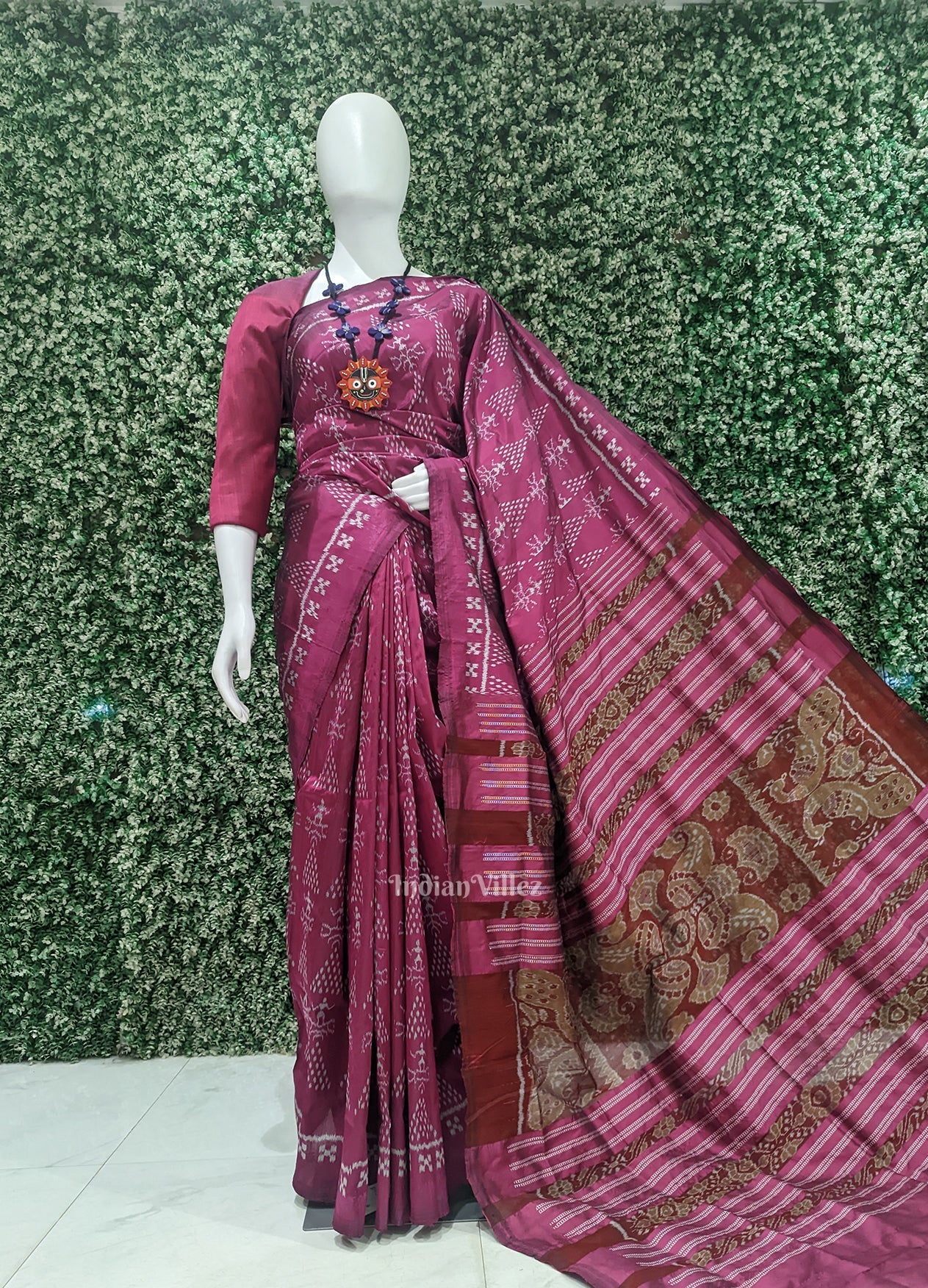 Mulberry Purple Tribal Jhoti Contemporary Odisha Handloom Silk Saree