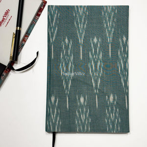 Sea Green Handmade Ikat Woven Cotton Fabric Cover Diary