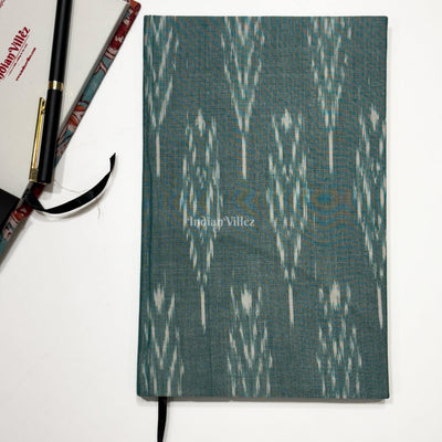 Sea Green Handmade Ikat Woven Cotton Fabric Cover Diary