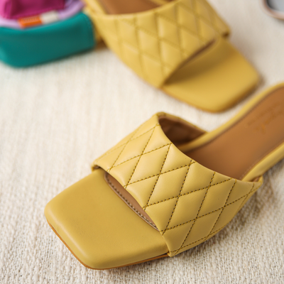 Summer Melon Quilted Slides