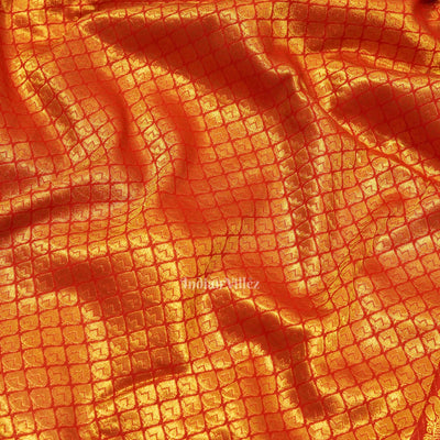 Red With Golden Pure Kanjivaram Silk Saree