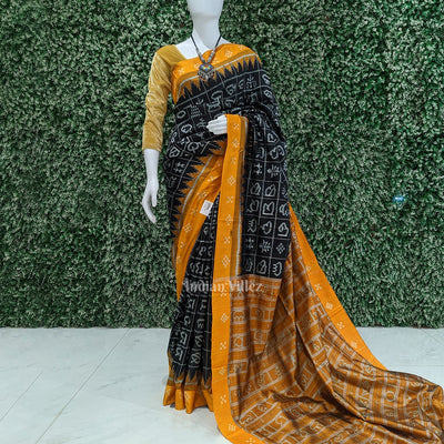 Black Odia Barnamala With Pasapali Border Contemporary Silk Saree