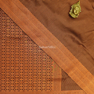 Copper Black Pure Kanjivaram Silk Saree