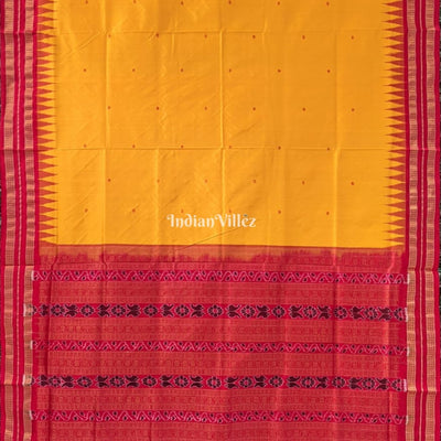 Red Yellow Patil Design Bomkai Sambalpuri Silk Saree
