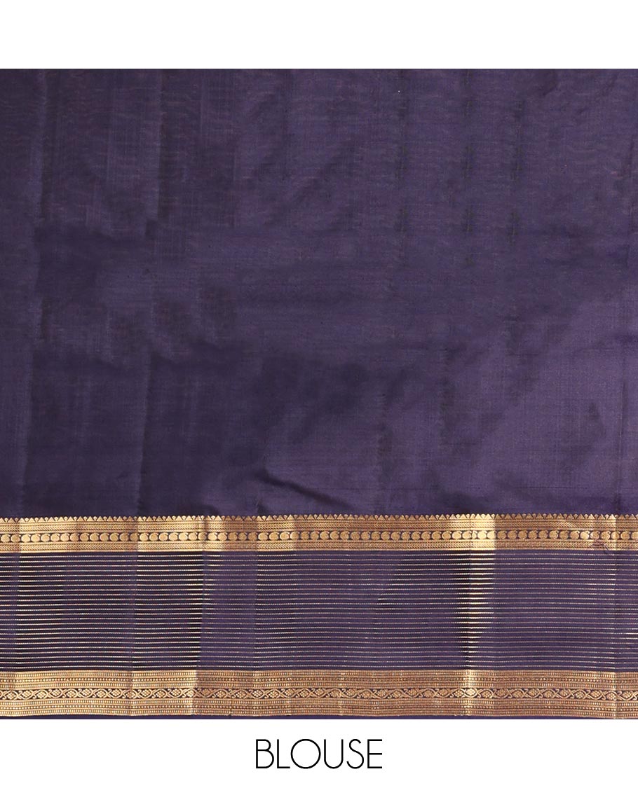 Green butta vasundhara elite silk saree with contrast zari striped border & striped, zari buttas zari design pallu