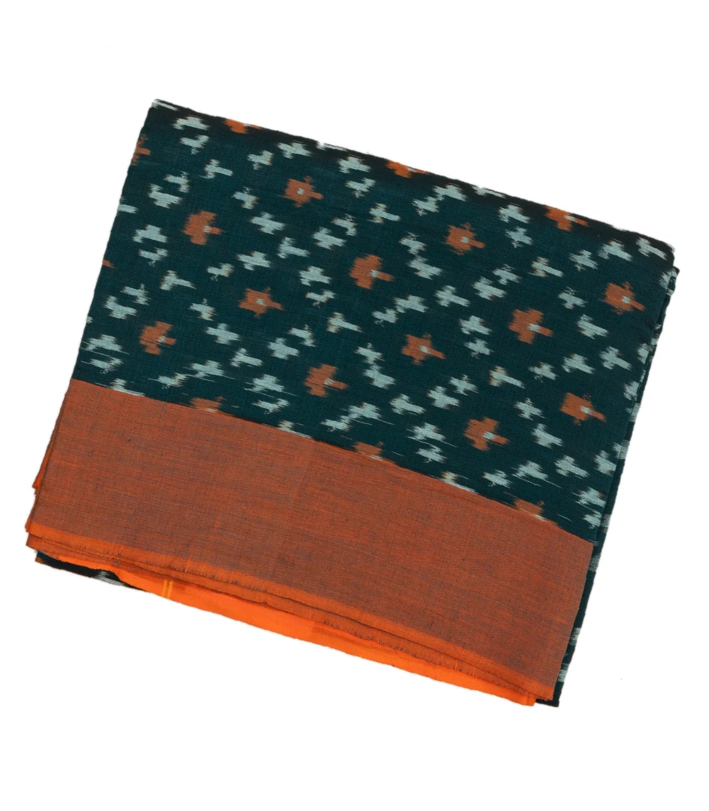 Sea Green Handwoven Orissa Cotton Saree With Tie & Dye Floral Motifs