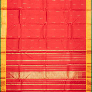Red Handloom Kanchipuram Silk Saree With Jasmine Bud Buttas