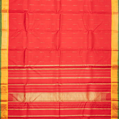 Red Handloom Kanchipuram Silk Saree With Jasmine Bud Buttas