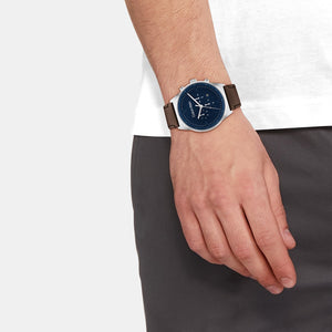 Ck Impressive Men Quartz Blue Dial Chronograph Leather Watch 25200300