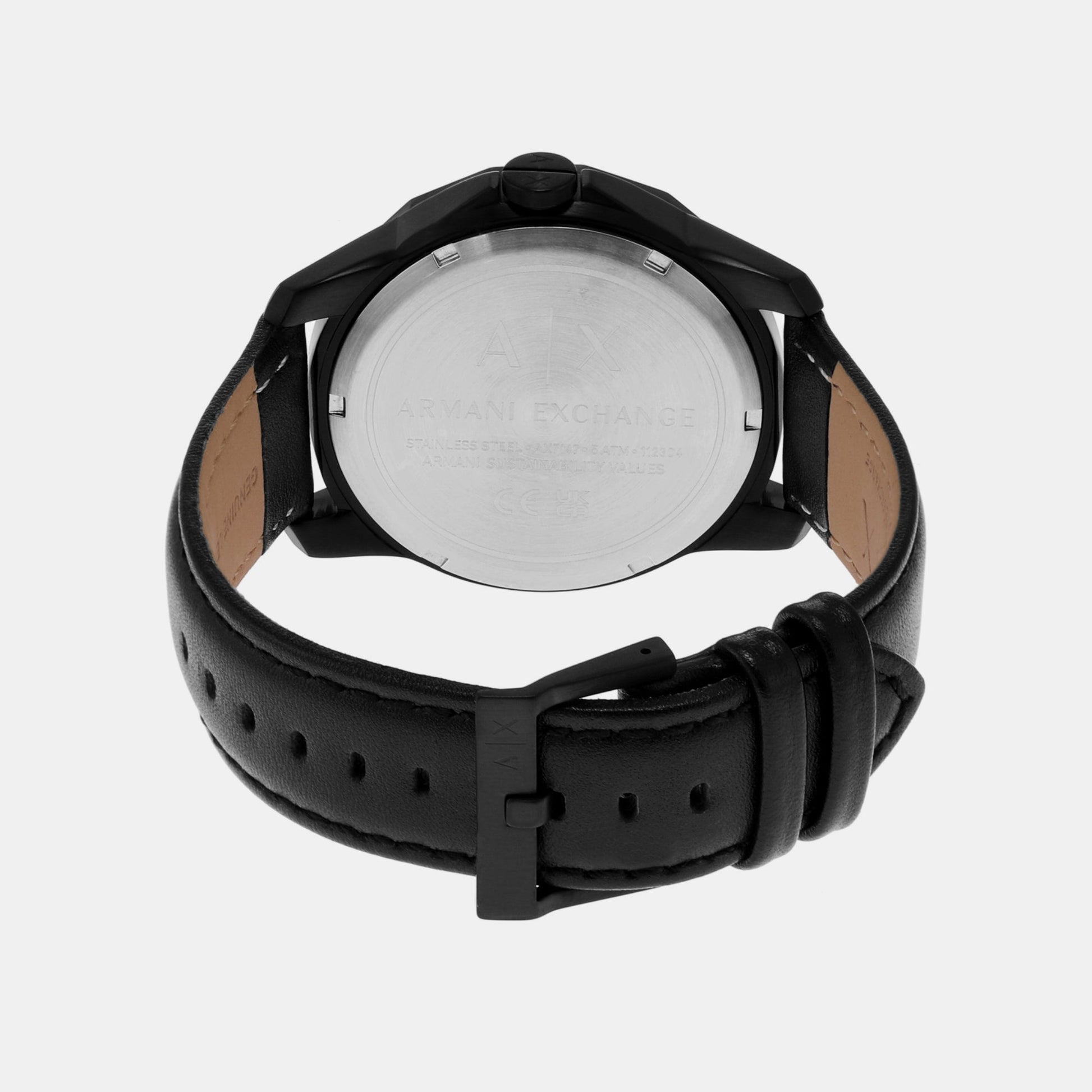 Banks Men Quartz Black Dial Analog Leather Watch AX7147SET