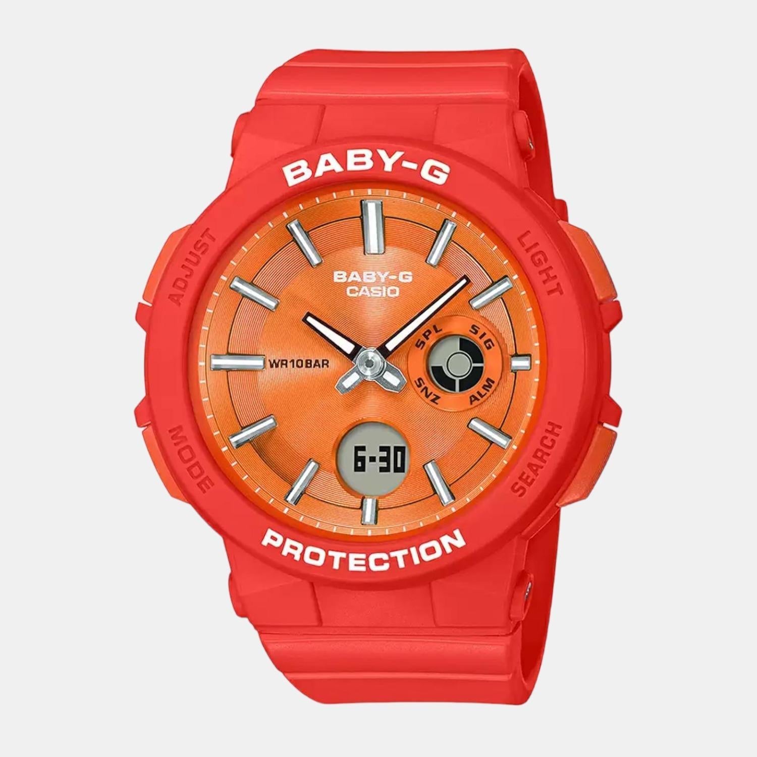 Baby-G Women Quartz Orange Dial Analog-Digital Resin Watch BX154
