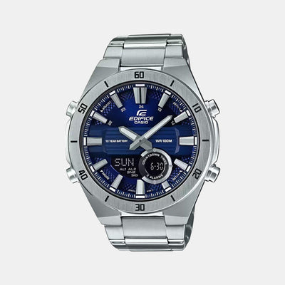 Edifice Men Quartz Blue Dial Analog-Digital Stainless Steel Watch EX457