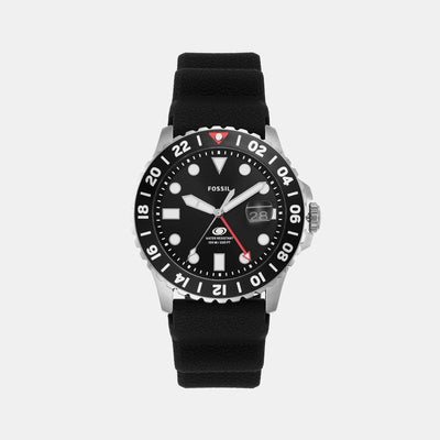 Fossil Blue GMT Men Black Dial Analog Silicone Watch FS6036
