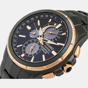 Coutura Men Quartz Black Dial Chronograph Stainless Steel Watch SSC766P1