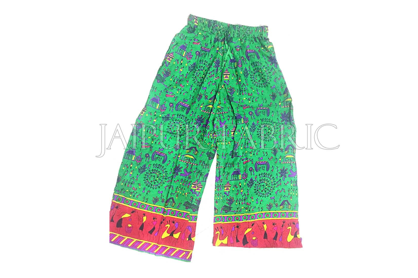 Green Base Red Border Printed Palazzo