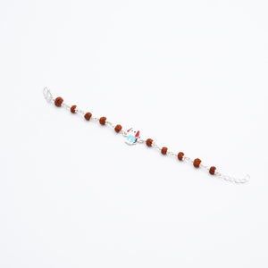 Rudraksha Silver Bracelet with Colorful Puppy Single Line for Kids