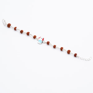 Rudraksha Silver Bracelet with Colorful Puppy Single Line for Kids